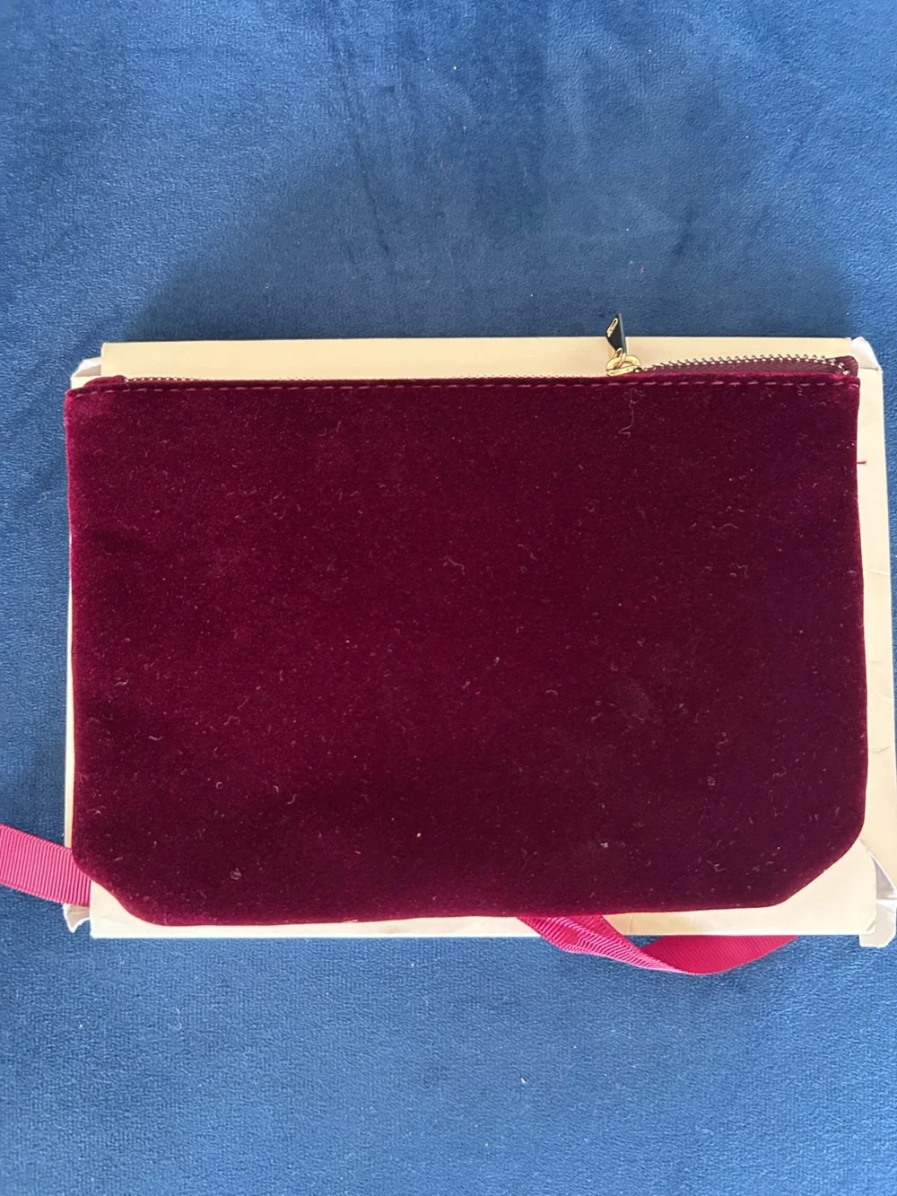Sézane Burgundy Red Velvet Pouch Clutch